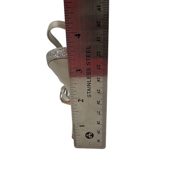 Badgley Mischka Silver Glitter Strappy Heels Size 7M 3-Inch Heel Height - Picture 6 of 6